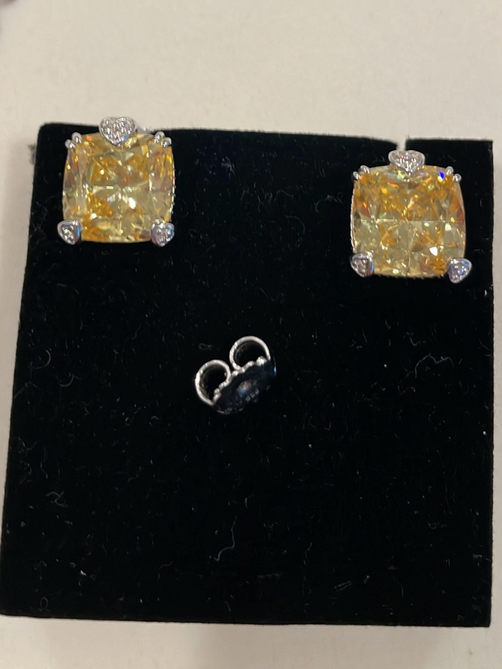 Judith Ripka Yellow Cushion-Cut Stud Earrings - Elegant Women’s Jewelry